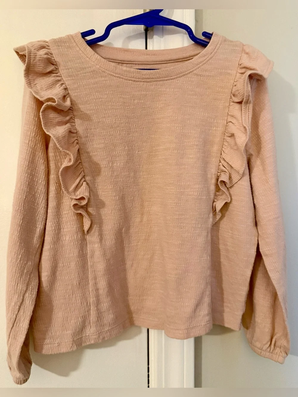 Cat & Jack Pink Ruffle Shoulder Long Sleeve Top